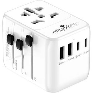 Offgridtec Reisadapter Universal Wereldwijd 2X USB-A en 2X USB-C Wit