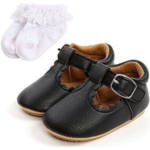 Baby meisjes prinses schoenen Baby eerste wandelschoenen Toddler Mary Jane schoenen Infant PU leer Prewalkers met sok voor 6-12 maanden