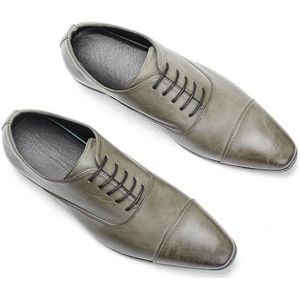 Geklede schoenen for heren Veterschoenen Puntige gepolijste neus Kunstleer Cap Teen Antislip Antislip Antislip Feest (Color : Green, Size : 42 EU)
