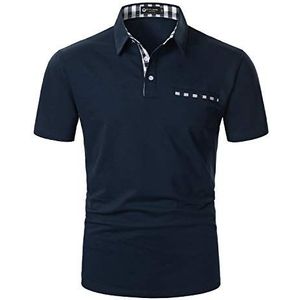 STTLZMC HEREN Casual Korte mouw Polos Met Mode Plaid Splice T-Shirt,Blauw 1,S