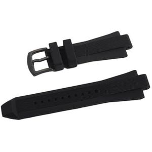 Jeniko 29 mm x 13 mm horlogeband compatibel met Michael Kors Mk8184 8729 9020 MK8152 MK9020 MK9026 siliconen horlogebandaccessoires met verhoogde mond(Color:Black Black Buckle)