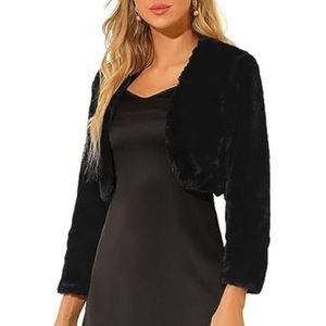 Bolero - Kunstbont - Zwart - Lange Mouwen - Cropped Vest