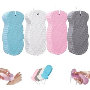 Magic Zachte scrub badspons, zachte peeling, badsponzen, herbruikbaar, peeling, dode huid, spons voor bad en douche (4 stuks)