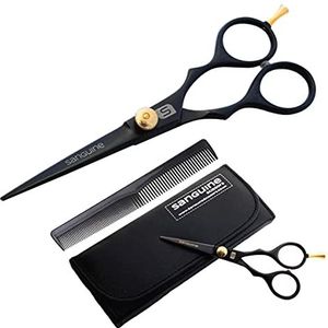 Professionele kappersschaar 14 cm, diepzwart + Fall