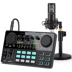 Geluidskaartset, Interface, Lite ALLES-IN-EEN Podcast Studio Met 25mm Grootmembraan Microfoon for Streaming,Dj
