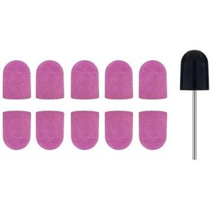Silicon draaiende spijkers Verpakking van 10 nagelschuurdoppen met rubberen bit for gelverwijderaar, veelkleurig, korrel 80, 120, 180(Pink 80)