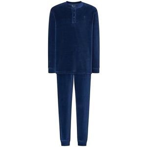 El Búho NOCTURNO Fluwelen Pyjama Heren Winter Pyjamaset Strepen Voor Heren, 80% Katoen, 20% Polyester, Blauw 5736, M