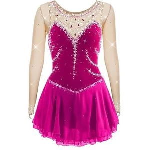 Nnnydjy Schaatsjurk Voor Meisjes Voor Kunstschaatsen Turnpakje Voor Dames Voor Ritmische Gymnastiek En Dans Glanzende Kristallen Wedstrijdkleding Voor Rolschaatsen En Kunstschaatsen,J,11_13Years