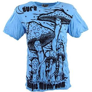 Guru-Shop, T-Shirt Magic Mushroom, Lichtblauw, Katoen, Size:XL, Tuurlijk. T-shirts