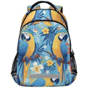 Wzzzsun Tropische palm papegaaien vogels rugzak boekentas reizen dagrugzak school laptop tas voor tieners jongen meisje kinderen, Leuke mode, 11.6L X 6.9W X 16.7H inch