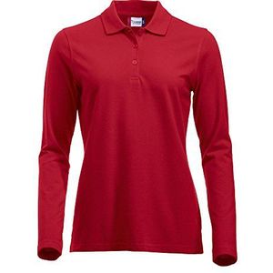 Klassiek poloshirt voor dames met lange mouwen, katoen, moderne pasvorm, 11 levendige kleuren, XS-XXL, rood, XL