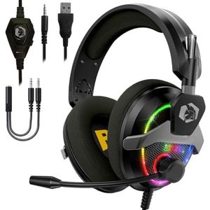 EMPIRE GAMING H13 Gaming-hoofdtelefoon RGB – voor spelconsoles, Xbox One/Series, Switch, PC, Mac, smartphones, tablets – afstandsbediening – high-definition stereogeluid – flexibele microfoon – zwart