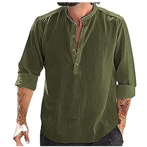 Heren Zomer Effen Tops Shirt Heren Slim Fit Slim Fit Comfort Fit Heren Reversoverhemd Met Lange Mouwen Spieroverhemden Casual Herenoverhemd Zomeroverhemd heren t-shirt (Color : Green, Size : M)