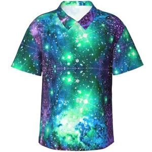 RRSZCC Hawaïhemd voor heren, licht, casual, korte mouwen, zomer, strand, vakantie, groen / blauw / paars, zwart, XXL