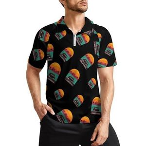 Retro California Beach Surfer Heren Golf Polo Shirts Klassieke Fit Korte Mouw T-Shirt Gedrukt Casual Sportkleding Top M