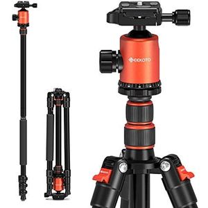 GEEKOTO statief camera statief 199cm, aluminium reisstatief met monopod en 360° panorama kogelkop, 1/4 snelwisselplaat en statieftas voor Canon Nikon Sony spiegelreflexcamera tot 8 kg, oranje