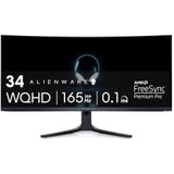 Dell ALIENWARE 34-inch gebogen QD-OLED-gamingmonitor - AW3423DWF, AlienFX-verlichtingssysteem, Responstijd: 0,1 ms, antireflectief,