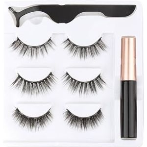 UAMOU 3/5/10pairs Magnetische Wimpers 3D nertsen Wimpers Langdurige Magneet Vloeibare Eyeliner & Pincet Set Natuurlijke valse Wimper Make-Up Kit Cheerfully (Color : 6D-13)
