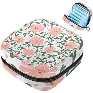Kleine make-uptas,draagbare make-uptas,roze bloem plant bloemen,Travel Makeup Case Organizer for Women with Zipper