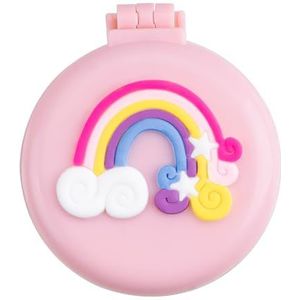 CAIRIAC Roze opvouwbare haarborstels, regenboogborstels, spiegelset, stijlvolle handheld spiegel haargereedschap, reizen haarborstel met spiegel voor meisjes en vrouwen