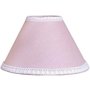 Grafelstein Lampenkap ZOE, Ø 23 cm, roze zachtroze met witte kant rand kinderkamer landhuis, lampenkap klein, E14 en E27 geschikt