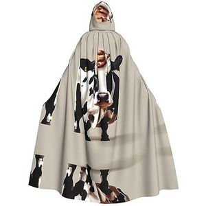 ZISHAK Koe zwart-witte vlek prachtige feestdecoratie mantel, volwassen mantel met capuchon, perfect voor rollenspel en feestelijk seizoen