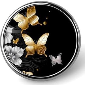 Goud Wit Vlinders Zwarte Ronde Knop Pins Mode Knop Badge Leuke Hoed Revers Pin Broche Pins voor Vrouwen Mannen Grappige Pins voor Rugzakken Tassen Pakken Accessoires Cool Metalen Revers Broche Badge