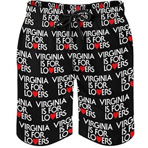 Virginia Is For Lovers Zwembroek voor heren, bedrukte boardshorts, strandshorts, badmode, badpakken met zakken, S