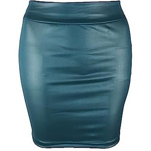 AYXAMO Pvc-rok, leren rok mode dames mini kunstleer rokken winter sexy hoge taille effen kleur kort feest nacht club rok, Hemelsblauw, L