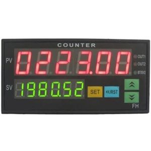 Digitale teller met twee displays, FH8-6CRRB digitale teller 6 cijfers diode AC/DC lengtemeter zwart