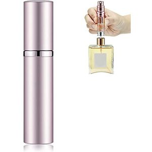 Colexy Navulbare parfumverstuiver, 5 ml, mini-verstuiver, parfum, reizen, draagbaar, verstuiver, lege zak, spuitfles, parfumfles (roze)