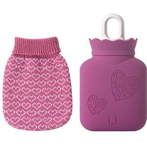 DieffematicRSD Warmwaterkruik Mini Warmwaterkruik Zak Met Zachte Gebreide Cover Draagbare Pocket Verwarming Warmwaterkruik Houden Hand Voet Body Warmer (Color : Purple)