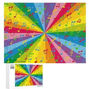 Muziek Noten met Kleurrijke Grappige Jigsaw Puzzel Houten Foto Puzzel Gepersonaliseerde Aangepaste Gift Voor Mannen Vrouwen 300/500/1000 Stuk