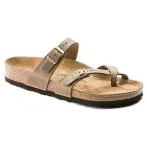 Birkenstock Mayari teenslippers van gevet leer voor dames, Tabak Bruin, 40 EU