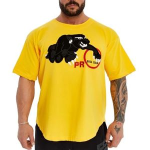 BIG SM SPORTSWEAR MUSCLEWEAR Ragtop Rag Top T-shirt bodybuilding heren halve mouw 3380-geel, geel, S