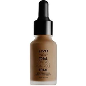 NYX Professional Makeup Total Control Drop Foundation, nauwkeurige dosering, opbouwbare dekking, langdurig, veganistische formule, matte afwerking, kleur: diep rijk