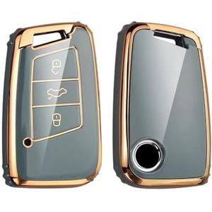 Sleutelbehuizing houder TPU Auto Afstandsbediening Sleutel Case Cover Shell Fob Voor Passat B8 Voor Magotan Voor Superb A7 Voor Kodiaq Sleutelbehuizing(Grau)