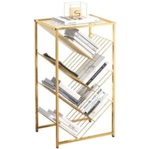 Boekenkast Boekenrek 6-laags Boekenplank, Ijzeren Boekenplank, Krantenrek, Boomvormig Tijdschriftenrek, Vloerdisplayrek, Boekenrek Boekenplank Boekenkasten (Color : Gold, Size : 40 * 24 * 85cm)