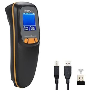 LENVII R777 Barcodescanner draadloos, Qr-codescanner 1D / 2D-barcodescanner, mobiele handscanner Bluetooth-barcodelezer, barcodescanner voor Windows/Mac/Android/iOS (Zwart)