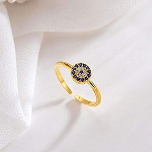 S925 Sterling zilveren ring inlay mode ronde blauwe zirkoon dame ring verstelbare verlovingsring sieraden