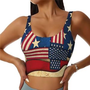 4 Juli Patriottische Vlag Print Casual Wear Vrouwen Sport Vest Yoga Vest Workout Vest Voor Vrouwen Lichtgewicht Trendy, Zwart, S