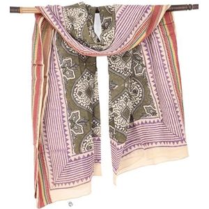 GURU SHOP - Lichte Pareo - Olijf/Roze - Katoenen Doek - 190x120 cm