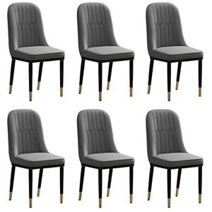 GEIRONV Eetkamerstoelen Set van 6, modern waterdicht Pu Leer hoge rug zachte zitkamer woonkamer stoelen met metalen benen zijstoelen Eetstoelen (Color : Dark gray)
