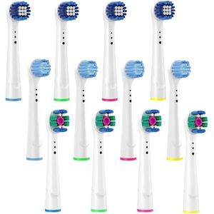 Vervangingsborstelkoppen voor Oral B, Sensitive Opsteekborstels, compatibel met Braun Oral B elektrische tandenborstel, Inclure Precision、3D Whitening、Sensitive (wit, 12 stuks)
