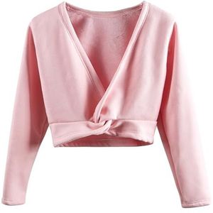 Ballet Dance Wrap Tops Meisjes Ballet Wrap Tops Kinderen Lange Mouw Dans Trui, Fluwelen Inner Dance Training Wrap Top, Yw824-08, 110 cm