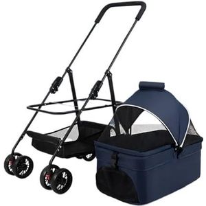 Dierenkar Huisdier Kattenwagen op wielen Dieren Trolley Vierwielige kinderwagen Katten Hondenkar Accessoires Hond (Color : Blue, Size : 83 X 42X15.5cm)