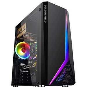 Mid-Tower ATX/MicroATX/ITX Gaming Case, Gehard Glazen Zijpanelen Verticale GPU Beugel Ondersteuning Waterkoeling Raster Frontpaneel