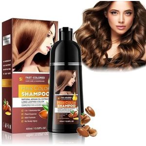 3-in-1 bruine kleurshampoo – 400 ml kleurshampoo met grijsdekking voor mannen en vrouwen, haarverzorging en kleuring in één