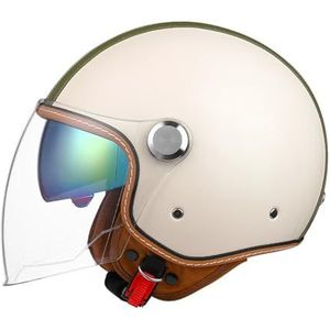 Open Face Motorhelm, 3/4 Retro Klassieke Bromfiets Helm met Vizier voor Volwassenen Vrouwen Mannen, Jeugd Vrouwen Half face ATV Helm voor Fiets Bromfiets Cruiser 05,XXL