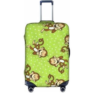 JCAKES Zeilen Piraat Thema Reizen Koffer Cover, Elastische Bagage Cover, Gepersonaliseerde Gedrukt Trekstang Koffer Covers Wasbare Reizen Bagage Covers (S/M/L/Xl), Groene slimme aap, M